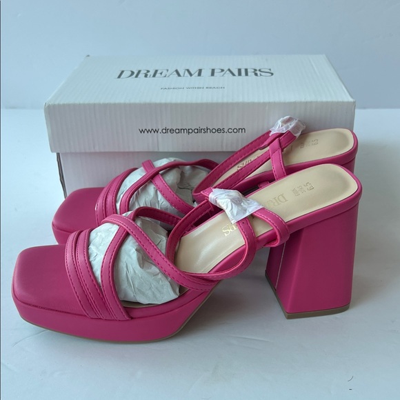 Dream Pairs Shoes - DREAM PAIRS Strappy Heels for Women Platform Chunky High 3-inch Heel Sz 6.5 @